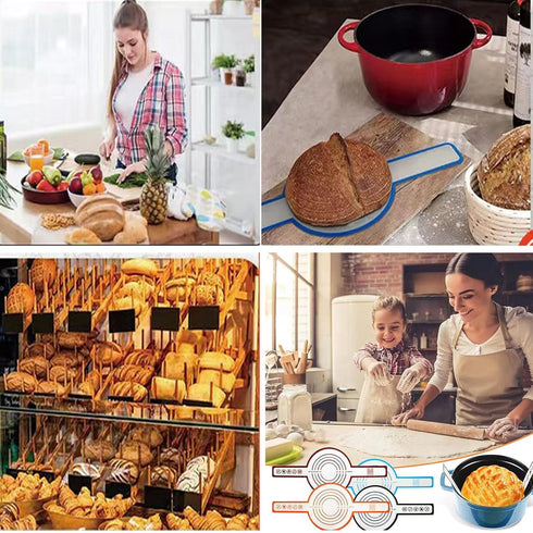 2 PCS Silicone Bread Sling for Dutch Oven Reusable Silicone Bread Baking Mats Non-Stick & Easy Clean Bread Sling with Long Handles Easy to Transfe...