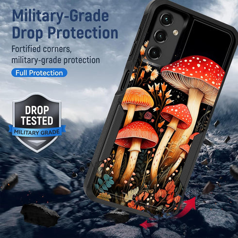 for Galaxy A14 5G Case,Dual Layer Hybrid Heavy Duty Rugged Shockproof Hard PC +Soft Silicone Protective Case for Samsung Galaxy A14 5G,Mushrooms F...