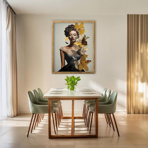 Posterizer 1 pcs-beautiful vintage woman with butterflies collage-Abstract & Modern Art-Retro Art-Gift for Art Lovers- UNFRAMED Wall Art...