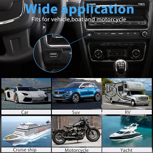 YACSEJAO USB Square Flush Mount Cable USB 2.0 Single Port Dashboard Panel Dash Mount Extension Cable with Buckle for Car Motorcycle Boat, 1m...