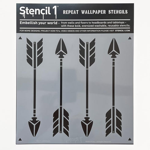 Stencil1 Arrows Wallpaper Pattern Stencil - Reusable Ideal for Card Making, Paper Crafts, Holiday Gift Making, Sturdy Art Projects - Decor on Wall...