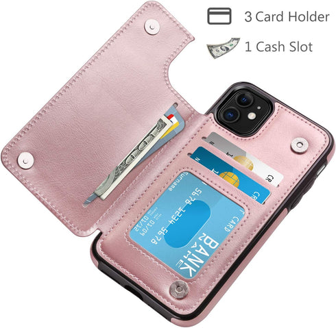 HianDier Wallet Case for iPhone 11 6.1-inch Slim Protective Case with Credit Card Slot Holder Flip Folio Soft PU Leather Magnetic Closure Cover fo...