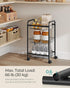 SONGMICS 3-Tier Metal Rolling Cart on Wheels with Baskets, Lockable Utility Trolley with Handles for Kitchen Bathroom Closet, Storage with Removab...