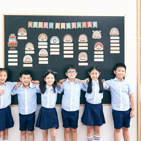 60pcs Style Classroom Birthday Charts, Classroom Decoration Birthday Bulletin Board Ornaments Set Rainbow Style Embellishment Classroom Charts Dec...