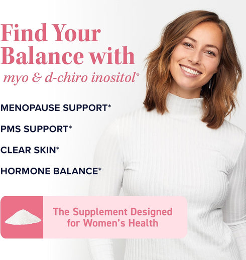 Myo-Inositol & D-Chiro Inositol Powder | Hormone Balance for Women | Ideal 40:1 Ratio | Myo Inositol 2000mg, D Chiro 50mg | Regulate Menstrual Cyc...