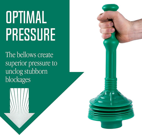 JS Jackson Supplies Professional Bellows Accordion Toilet Plunger, High Pressure Thrust Removes Heavy Duty Clogs from Clogged Bathroom Toilets, Al...