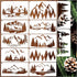 12 Pieces Mountain Stencils Pine Tree Stencils for Painting on Wood Reusable Forest Deer Bear Drawing Templates for Wood Burning Furniture Wall Fa...