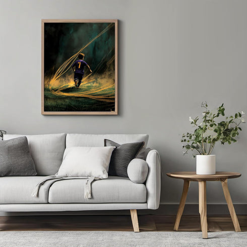 Posterizer 1 pcs-abstract Football-soccer player dribbling with vibrant speed lines -2-Sports & Hobby Art Gifts for sports fans Decor for Home & O...