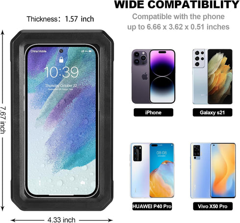 Waterproof Shower Phone Holder Wall Mounted 360°Rotation Anti Fog HD High Sensitivity Touch Screen Phone Case for Bathroom Bathtub Kitchen Mirror ...