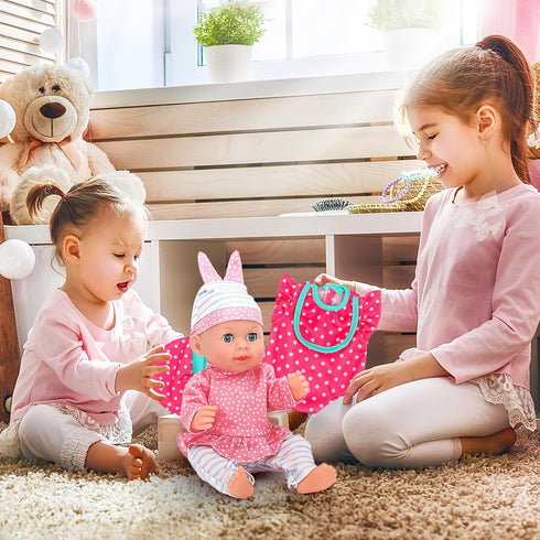deAO Baby Doll Clothes for 12 13 14 Inch Dolls,6 Sets Doll Clothes and Accessories,Dress Up Fun,Doll Outfits Accessories Underwear for Doll Gift (...