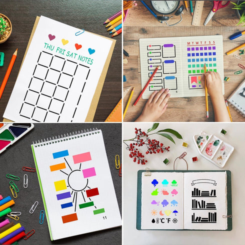 36 Pieces Journal Stencils for Bullet Dot Journaling Notebook Scrapbook, 4 x 7 Inch Planner Stencil DIY Drawing Templates Accessories Supplies Kit...