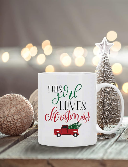 BLUE RIBBON Christmas Gifts Coffee Mug, This Girl Loves Christmas, Funny Coffee Mug from Daughter, Wife and Son – Mug in Decorative Christmas Gift...
