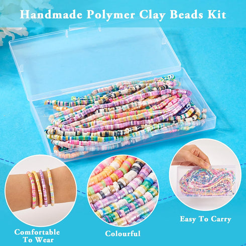 Beadthoven 10 Strands 4mm Clay Beads Pearlized Clay Beads for Bracelet Making Heishi Beads Colorful Flat Beads Disc Beads Preppy Clay Beads for Je...