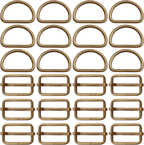 1 inch Metal Buckles, 25pcs Metal D Ring Semi-Circular D Rings and 25pcs Adjustable Slides Buckle for Hardware Belt Bags DIY Craft Accessories - B...