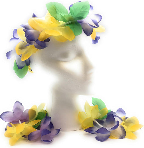 Mahalo Floral Leis Headband and Wrist Set (Set of 12)...