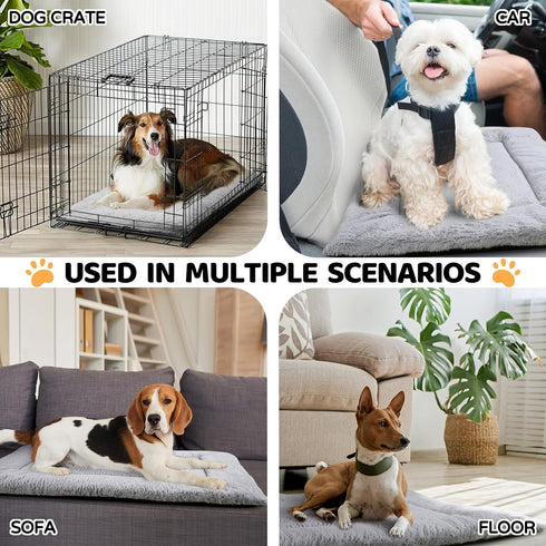 Dog Bed, Dog Crate Mat Washable, Ultra Soft & Anti-Slip S Dog Bed Fit Dog Crates & Kennels, Suitable for Dogs Up to 25 lbs, 24" x 18", Grey...
