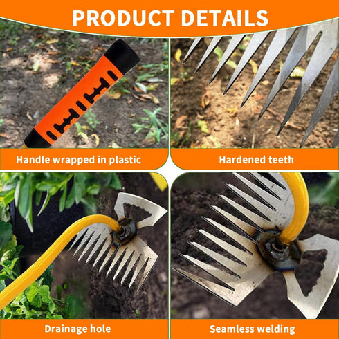 Weed Puller Tool, 11 Teeth Durable Garden Weed Pulling Tool, Portable Garden Weeder Tool with Gloves for Vegetable Gardening, Backyard Farm Weedin...