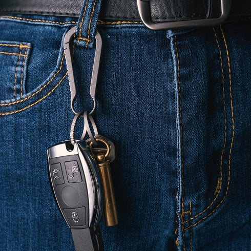 FEGVE Titanium Quick Release Key Chain Clip with 4 Key Rings Heavy Duty Small Carabiner Keychain Clip for Men and Women (Grey)...