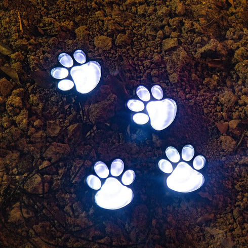 Paw Print Solar Outdoor Lights, Solar Lights Outdoor Waterproof Dog Paw Lights(Set of 4), Cat Puppy Animal Garden Lights Path Paw Lamp Walkway Lig...