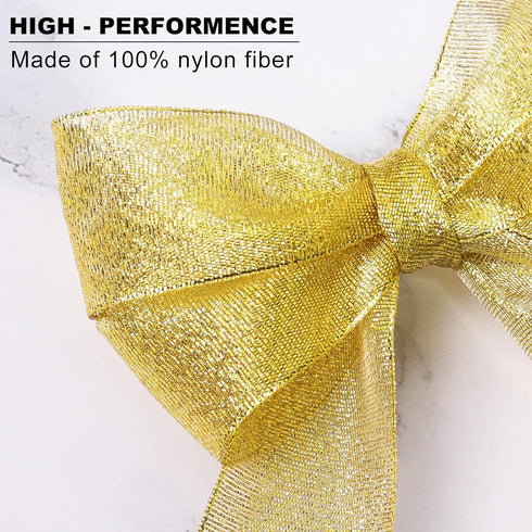 Glitter Metallic Gold Ribbon 1/4 Inch 25 Yards, Sparkly Fabric Ribbon Perfect for Crafts, Sewing, Gift Package Wrapping for Christmas, Easter, Val...