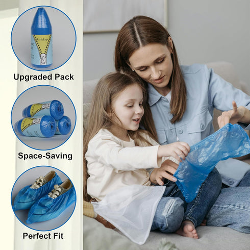 Shoe Covers Disposable-100 Pcs(50 pairs) Compact, Stowable & Portable Roll Pack, Foot Booties Covers for Home,13.8'' Fit Up To 11 US Men and 13 US...