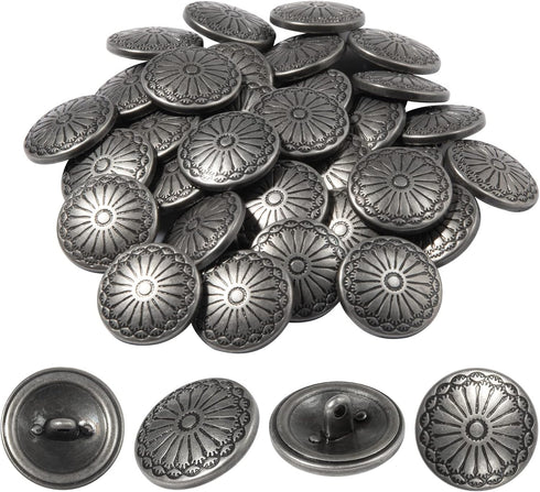 NUOMI 50 Pcs Antique Metal Shank Buttons, Vintage Shank Buttons for Crafts Projects, Coat, Jackets, Flower Pattern Engraved Metal Sewing Buttons 2...