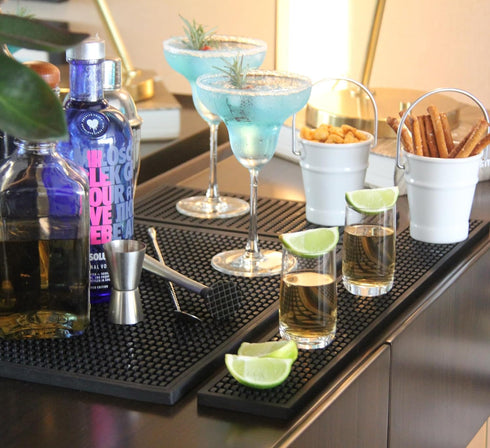 Premium Bar Rubber Spill Mat. 23.6" x 3.1" Bar Rail Mat. 0.4" Thick Bar Mats for Countertop. Bar Mats for Bartending (restaurants/bars/glass dryin...