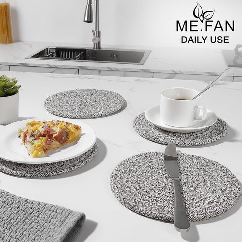ME.FAN Trivets/Potholders 4 Set Cotton Thread Weave Trivets for for Hot Pots and Pans - Large Coasters/Hot Pads/Hot Mats to Protect Desktop & Coun...