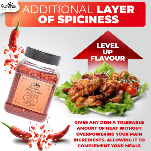Fusion Select Korean Premium Non-GMO Gluten Free Red Chili Pepper Flakes Powder, Crushed Red Pepper Premium Gochugaru For Kimchi Seasoning, Chicke...