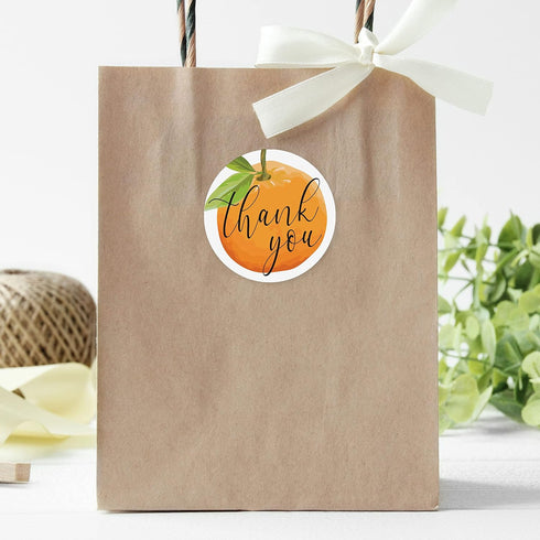 Little Cutie Baby Shower Thank You Stickers – 40 Count Orange Theme Labels for Baby Shower or Gender Reveal Party Favors, Envelopes, and Treat Bag...