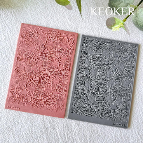 KEOKER Polymer Clay Texture Sheets, Clay Texture Mat for Making Earrings Jewerly, Polymer Clay Earrings Tools (Flower A)...