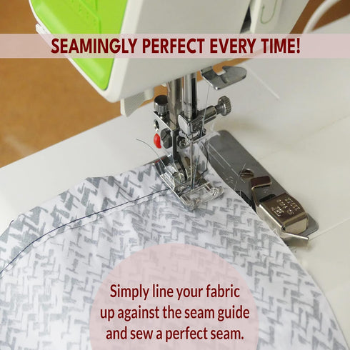 Madam Sew Seam Allowance Ruler and Magnetic Seam Guide for Sewing Machine | Perforated Seam Gauge for Perfect 1/8” to 2” Straight Line Hems | Incl...