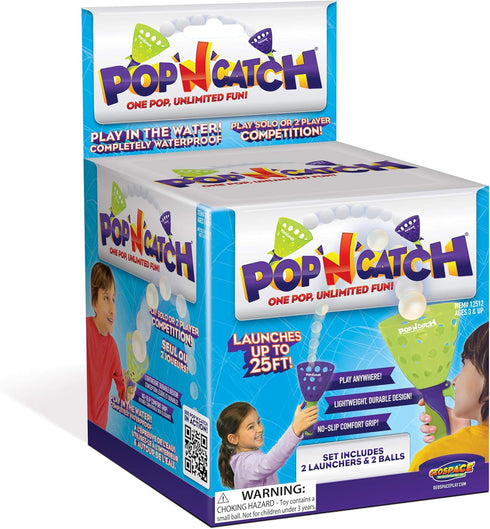 Geospace The Original Pop 'N Catch Family Game, Double Set - Launch & Catch The Ball! Perfect for Backyard Play, Beach Play, Tailgate | Fun for Ki...