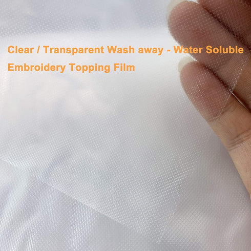 New brothread Light Weight Clear Wash Away - Water Soluble Embroidery Topping Film - 10"x10 Yd roll - Cut into Various Sizes for Machine Embroider...