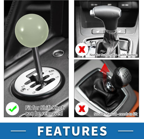 Universal Shift Knob Round Ball Stick Shifter Lever Knob with 3 Adapter for Automatic and Manual Vehicle Acrylic Blue (Set of 4)...