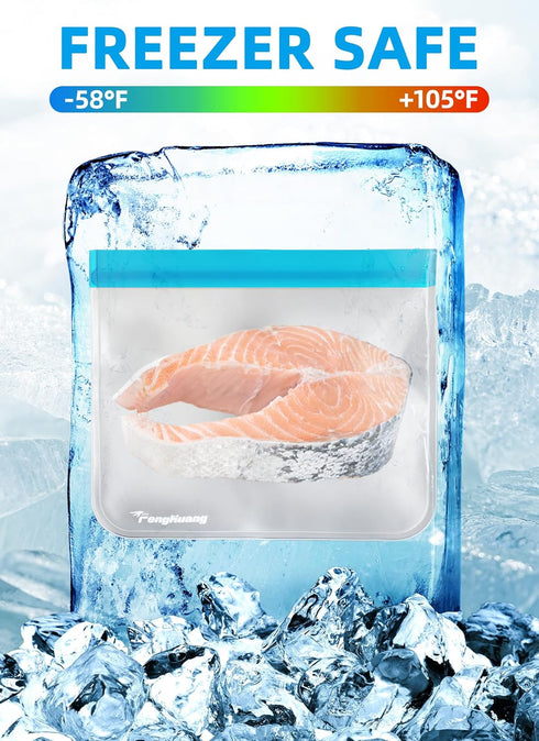 24 Reusable Food Storage Bags, Freezer Bags with Pack BPA FREE (8 Reusable Gallon Bags+8 Leakproof Reusable Sandwich Bags+8 Food Grade Snack Bags)...