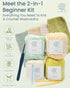 mindfulknits Knitting Kit for Beginners Adults with Knitting Needles, Yarn Needle & 100% Cotton Knitting Yarn (4) – Make Washcloths - Zen Basic Kn...