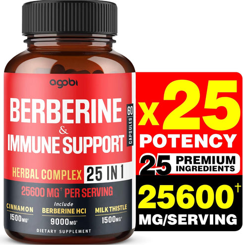 Premium Berberine Supplement with Ceylon, Ashwagandha, Turmeric, Milk Thistle, Elderberry & Black Pepper - Supports Immune System, Cardiovascular ...