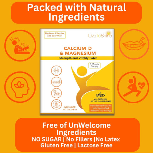 Calcium Magnesium D3 Topical Patches for Men and Women - One Month Supply - USA Made by Live to Shine...