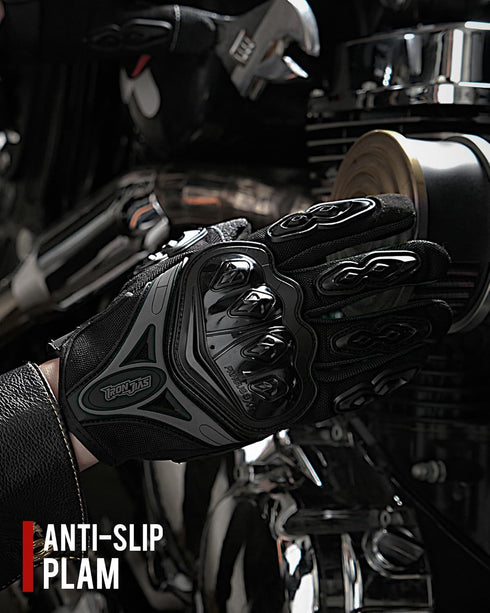 IRON JIA'S Motorcycle Gloves Full Finger Durable for Road Racing Bike Summer Spring Powersports Support Touch Screen Black-XL...