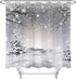 LB Winter Shower Curtain Set Snowflake Pine Tree Branch Snow Scene Bathroom Curtain with Hooks 72x72 inch Waterproof Polyester Fabric Bathroom Dec...