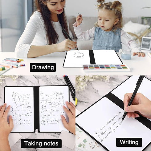 Portable A5 Dry Erase Notebook, 9.4x6.5 Inch Reusable Dry Erase Notebook White Board Dry Erase Erasable Notebook for Business Home Office (Dark Gr...