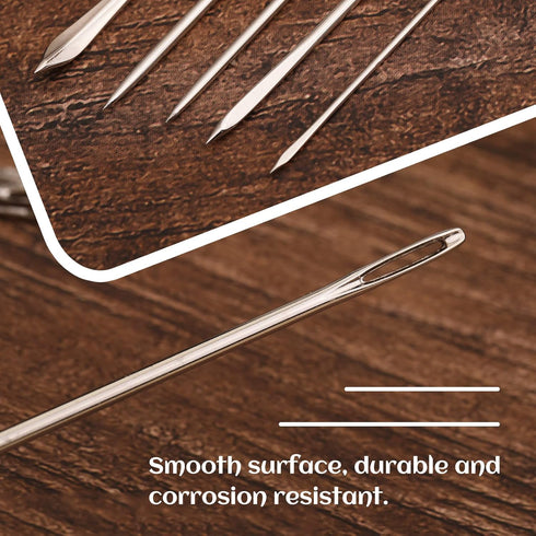 Heavy Duty Hand Sewing Needles Kit, 14Pcs Sewing Leather Needle Set, Upholstery Needles, Leather Sewing Needles with Curved Needle Triangular Need...