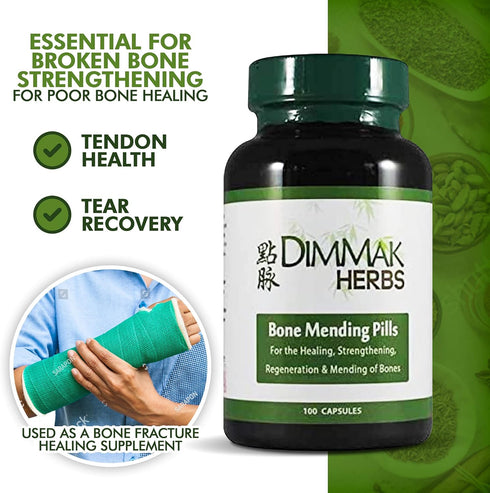 Certified Organic Bone Mending Pills by Dimmak Herbs, Bone Fracture Healing Supplement, Bone Strengthening Pills, Chinese Medicine Herbs - 100 cap...