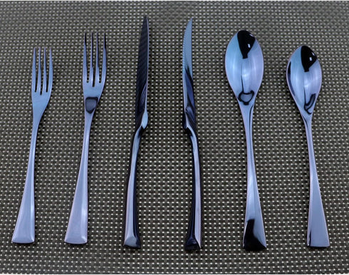 Flatware Set 18/10 Stainless Steel Mirror Polished Blue Cutlery - Silverware Utensil Set of Serrated Steak Knife Dinner Fork Knife Spoon Salad For...