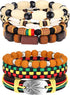 Sureio 7 Pcs African Beaded Bracelet Adjustable Jamaica Jewelry Multi Layer Ethnic Tribal Braided Bracelet Men Women (Rustic)...