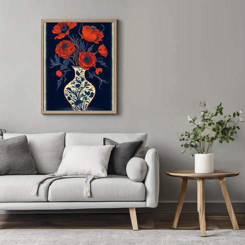 Posterizer 1 pcs-chinoiserie poppy flowers-Floral & Botanical Art-Abstract & Modern Art-Living Room Bedroom Decor- UNFRAMED Wall Art...