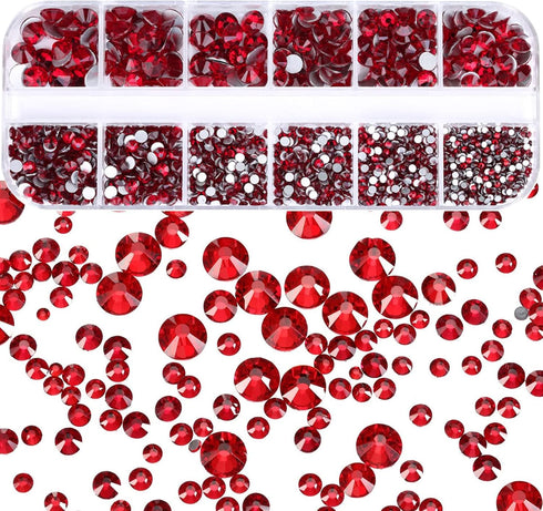 Dowarm 2650 Pieces Glass Flat Back Crystal Rhinestones Round Gems, 6 Sizes 1.5mm - 6.5mm, Flatback Crystals Loose Gemstones for Crafts Nail Face A...