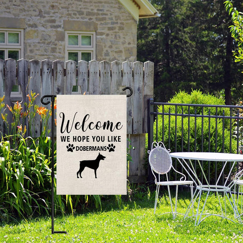 Dobermans Garden Flag Welcome We Hope You Like Dobermans Garden Flag Doberman Dog Welcome Flag Garden Decor (Hope You Like Dobermans F)...