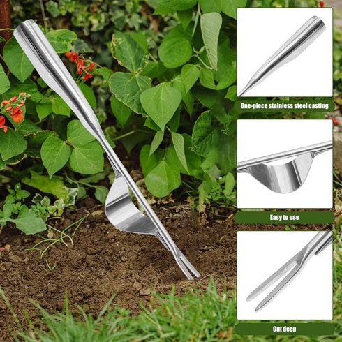 Garden Weeding Tool-Hand Weeder Tool- Leverage Base Design and V-Fork?One-Piece Stainless Steel Design for Greater Strength, Easy Weed Removal and...